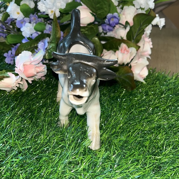 Vintage German Ceramic Cow Tail Handled Creamer-Black-Gray-White-Free Ship-EUC. - Picture 2 of 7